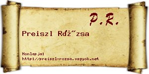 Preiszl Rózsa névjegykártya